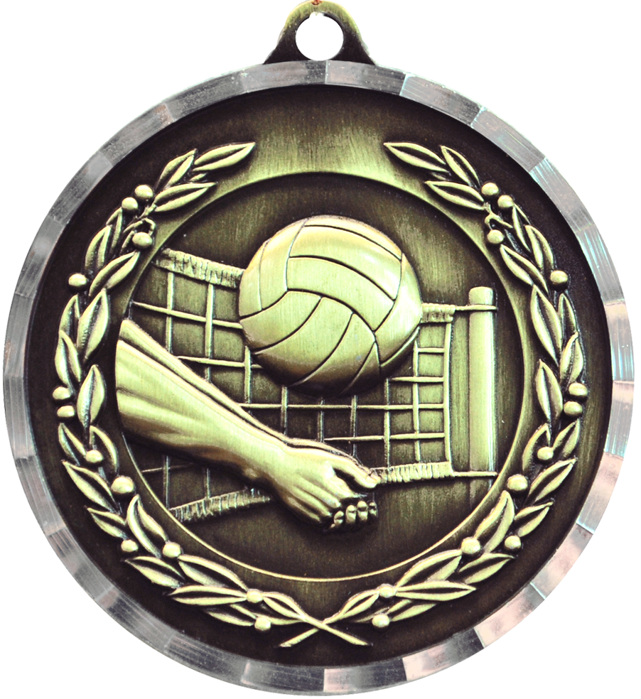 Gold Diamond Cut Volleyball Medal