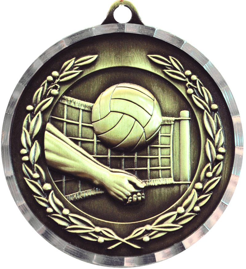 Gold Diamond Cut Volleyball Medal