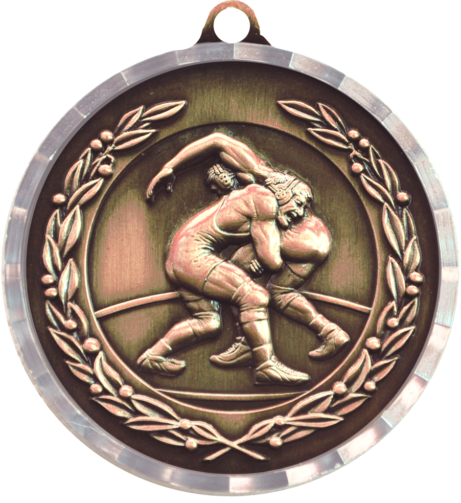 Bronze Diamond Cut Wrestling Medal