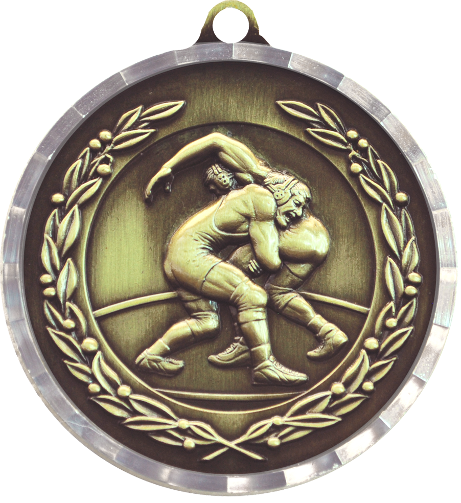 Gold Diamond Cut Wrestling Medal