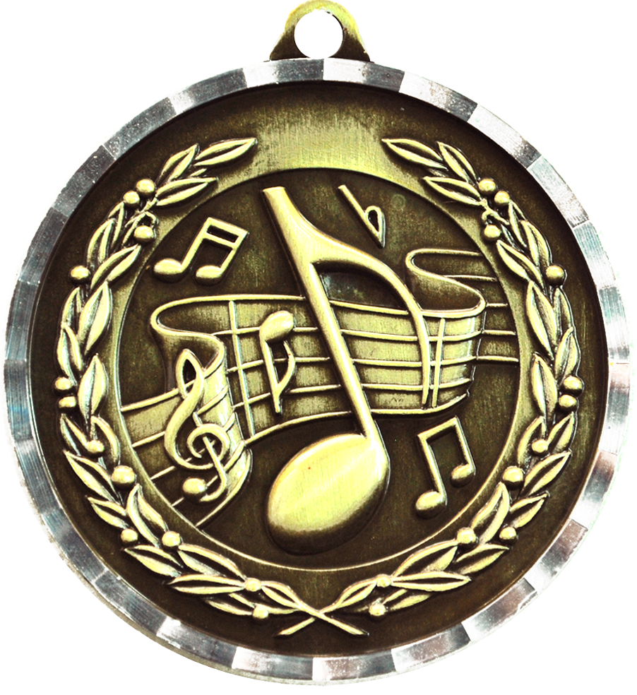 Gold Diamond Cut Music Medal