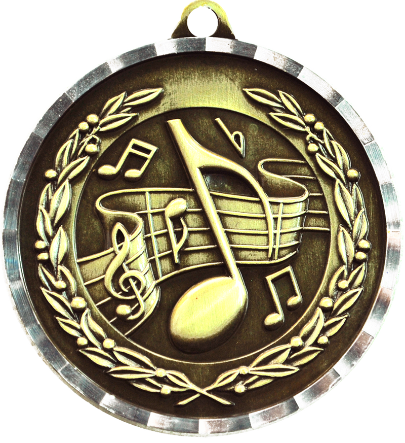 Gold Diamond Cut Music Medal