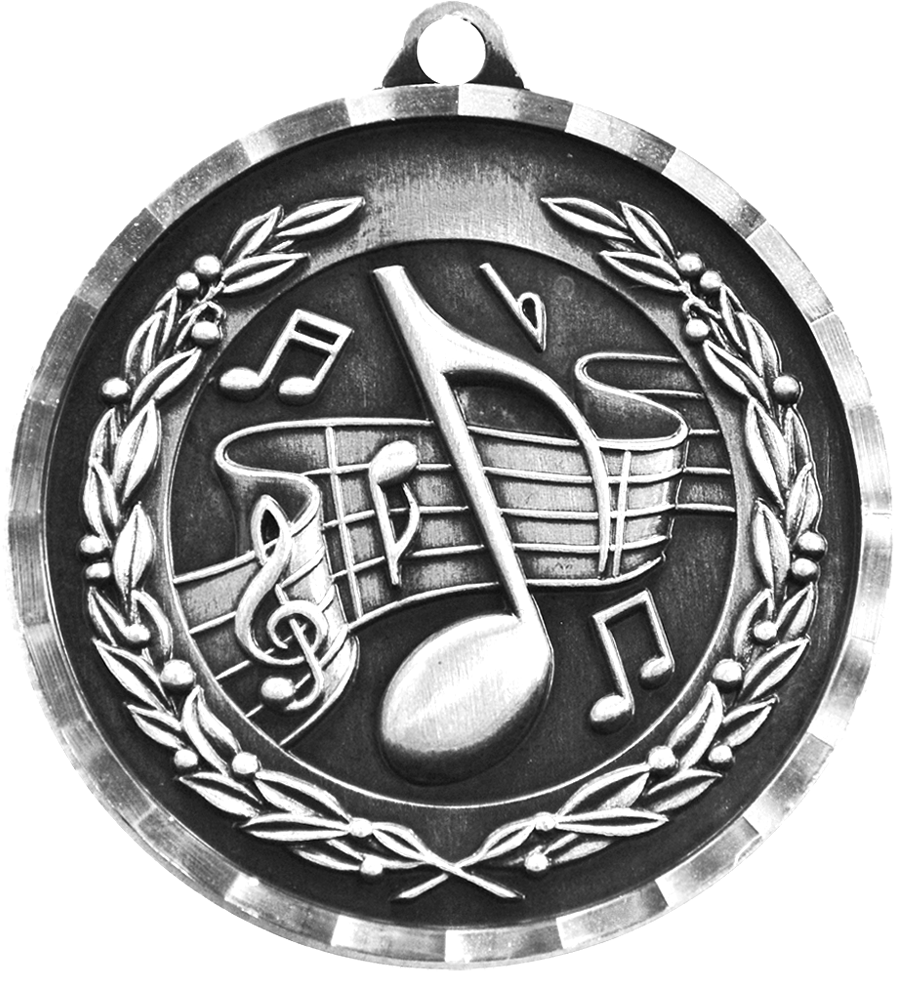 Silver Diamond Cut Music Medal