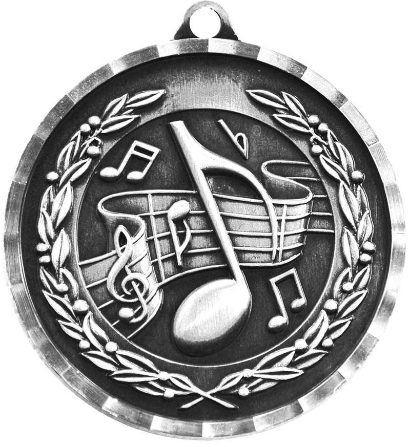 Silver Diamond Cut Music Medal
