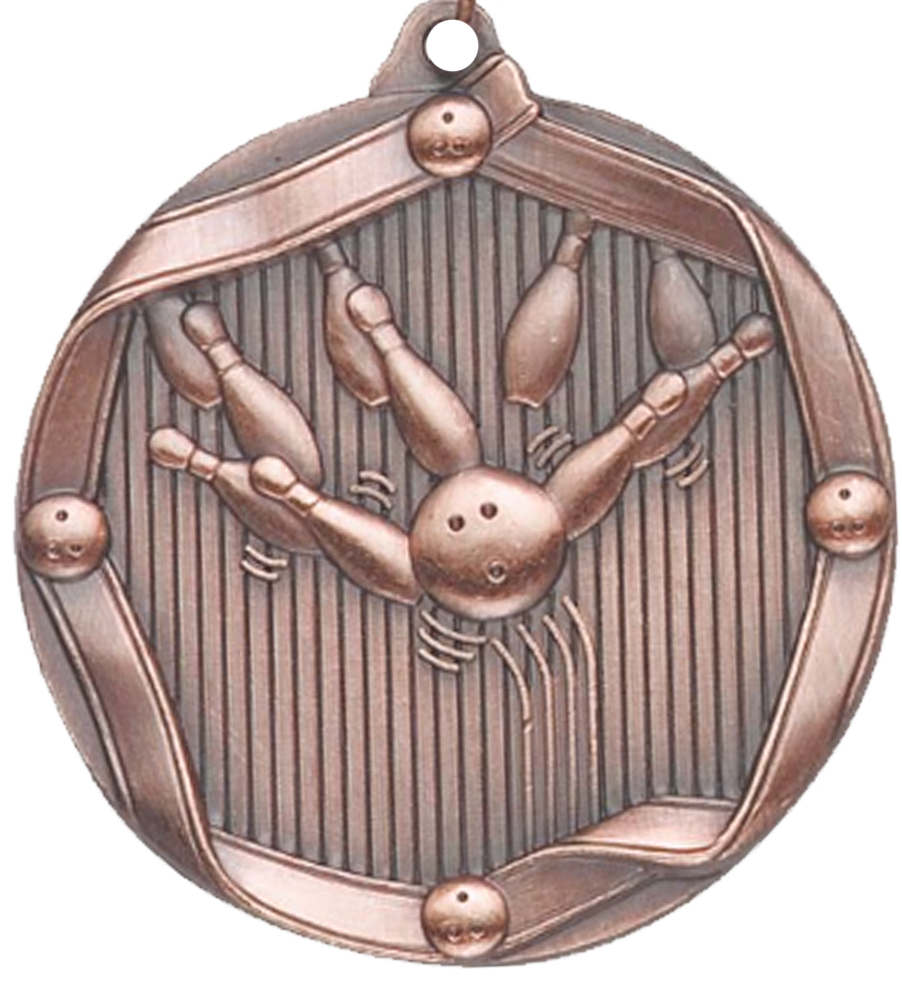 Bronze Die Cast Bowling Medal