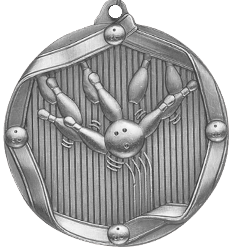 Silver Die Cast Bowling Medal