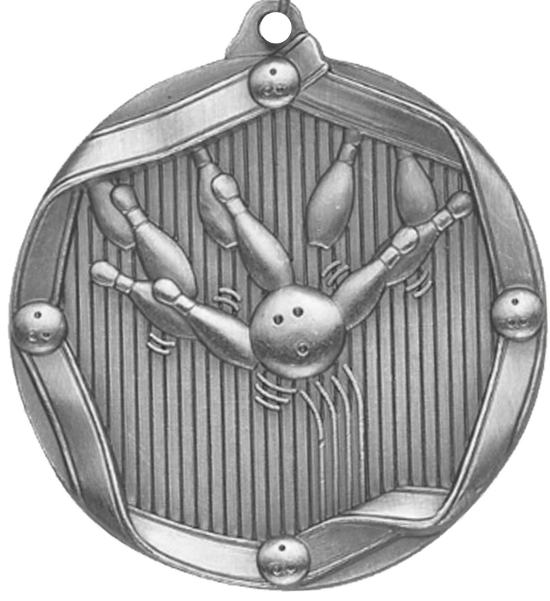 Silver Die Cast Bowling Medal