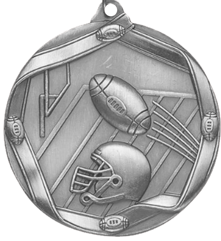 Silver Die Cast Football Medal