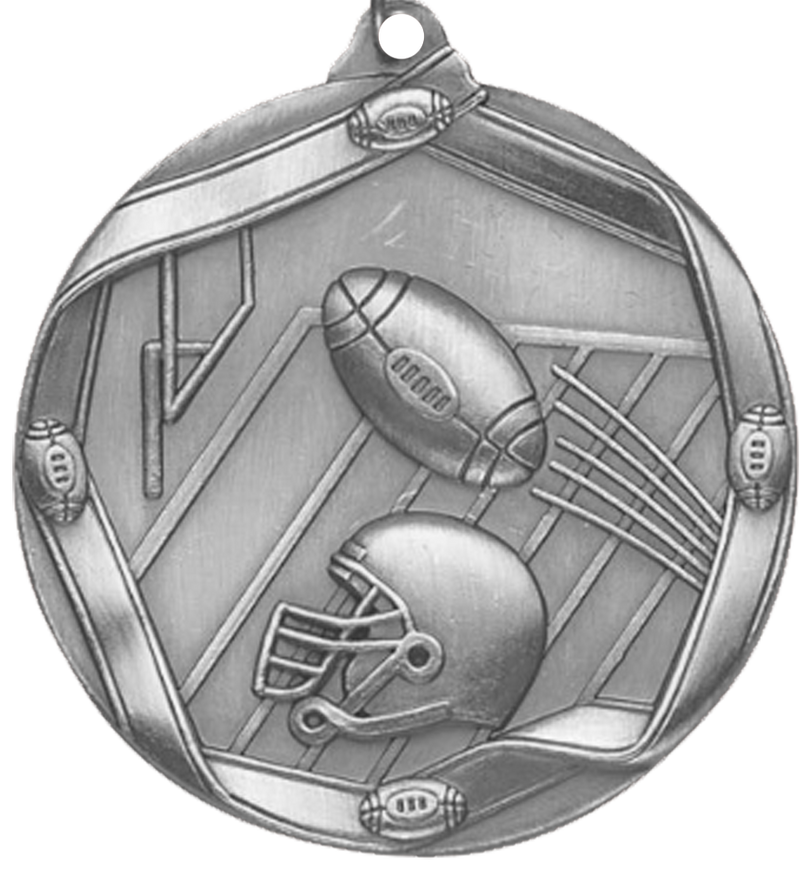 Silver Die Cast Football Medal