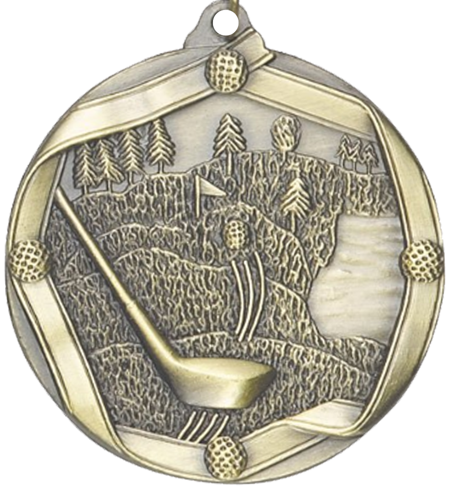 Gold Die Cast Golf Medal