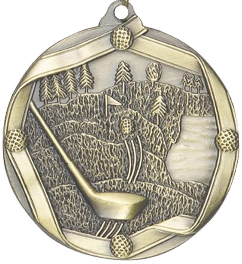 Gold Die Cast Golf Medal