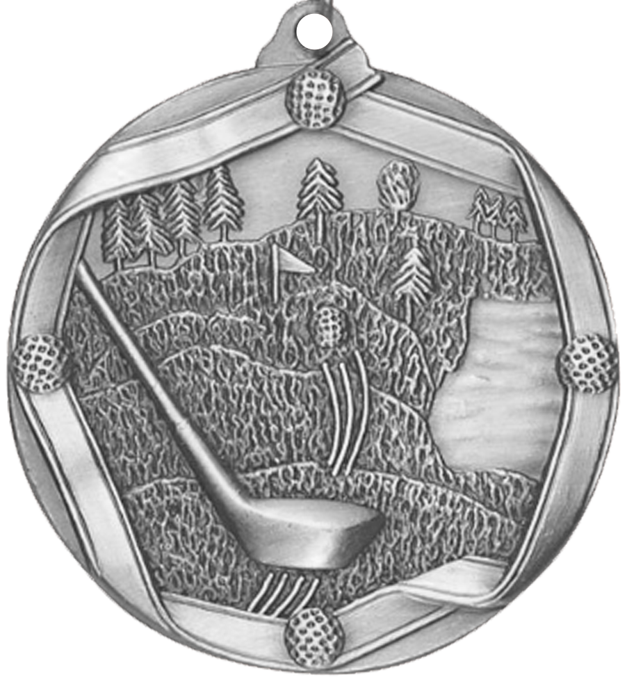 Silver Die Cast Golf Medal