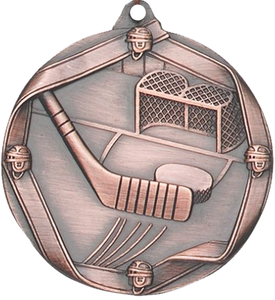 Bronze Die Cast Hockey Medal