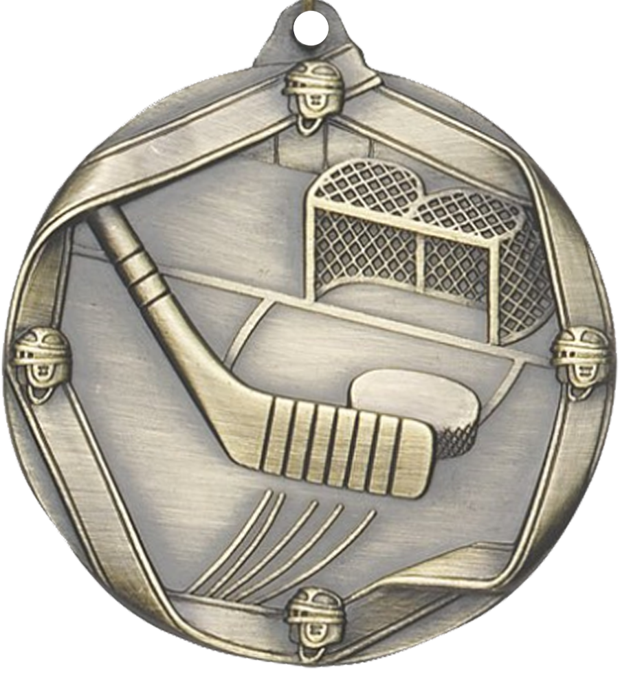 Gold Die Cast Hockey Medal