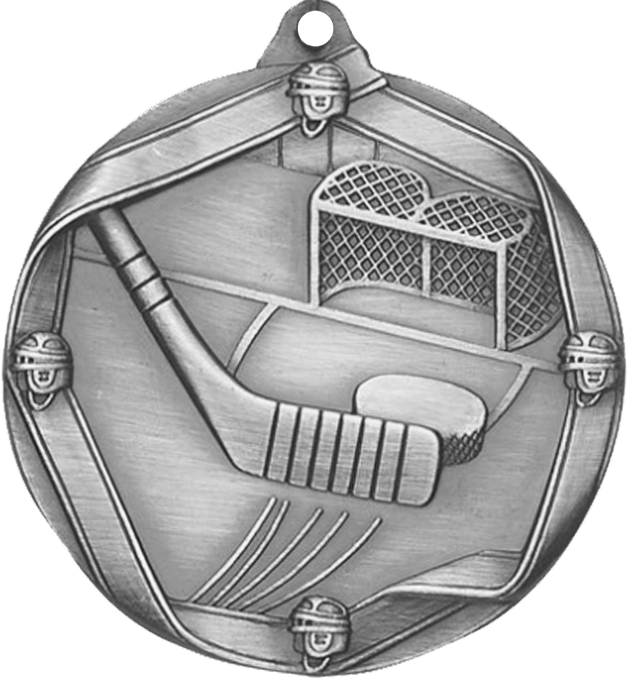 Silver Die Cast Hockey Medal