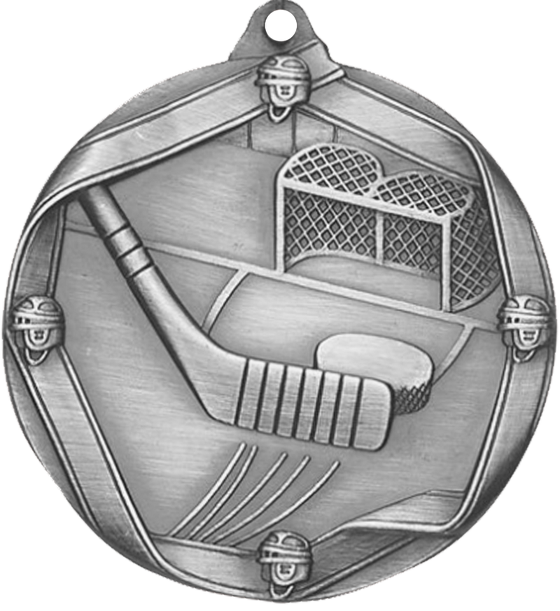 Silver Die Cast Hockey Medal