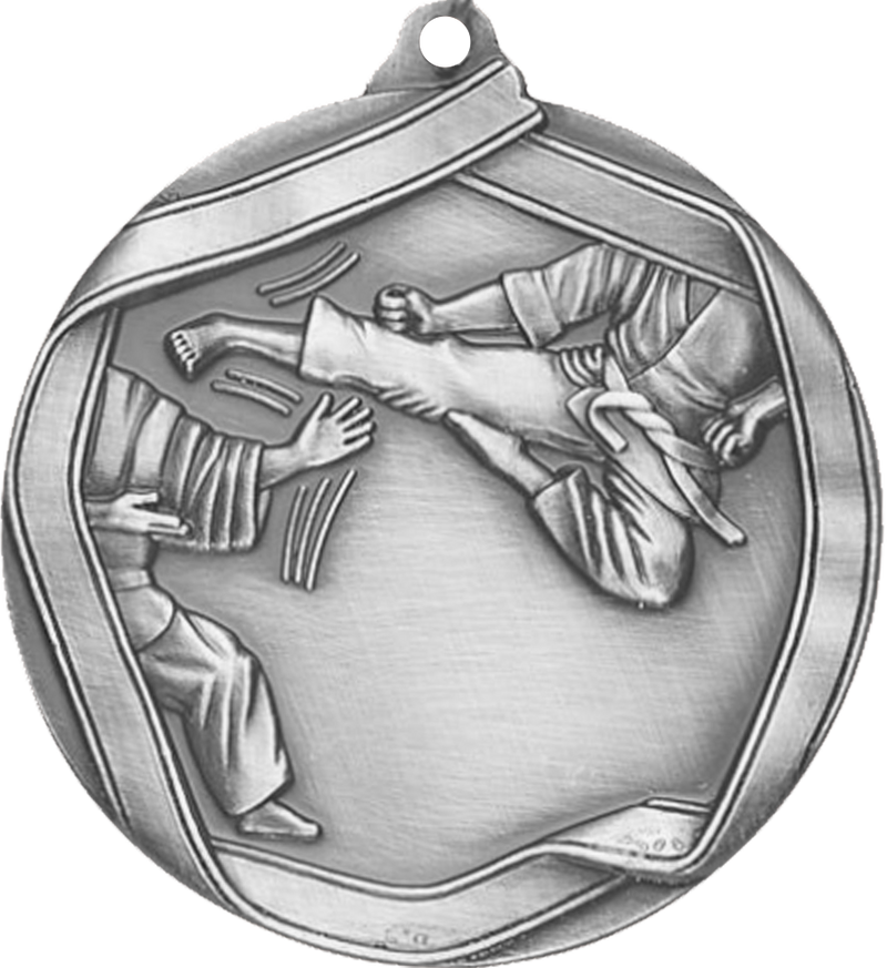 Silver Die Cast Karate Medal