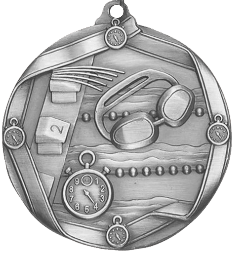 Silver Die Cast Swimming Medal