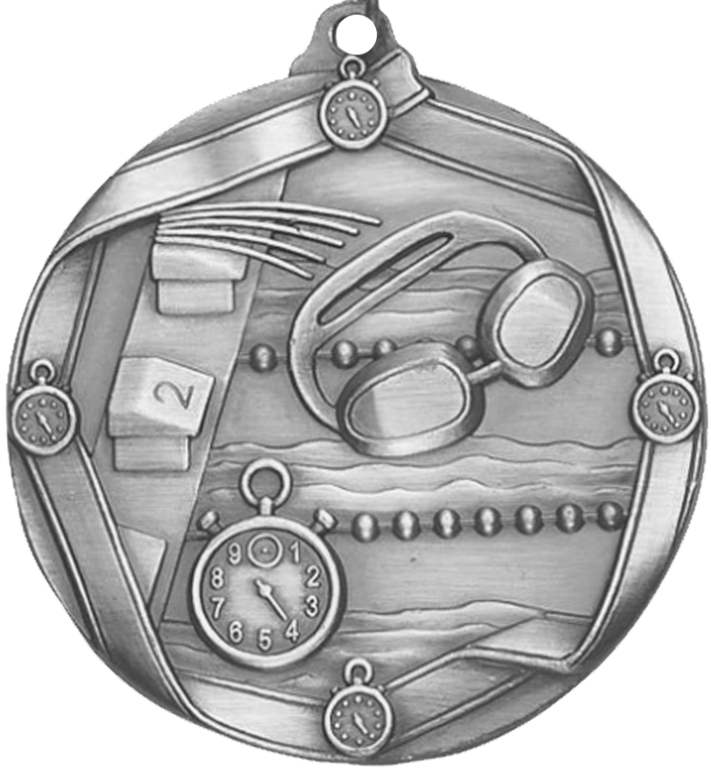 Silver Die Cast Swimming Medal