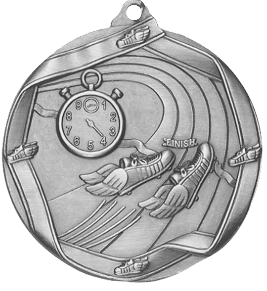 Silver Die Cast Track Medal