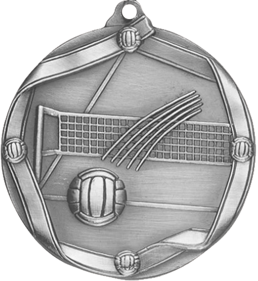 Silver Die Cast Volleyball Medal