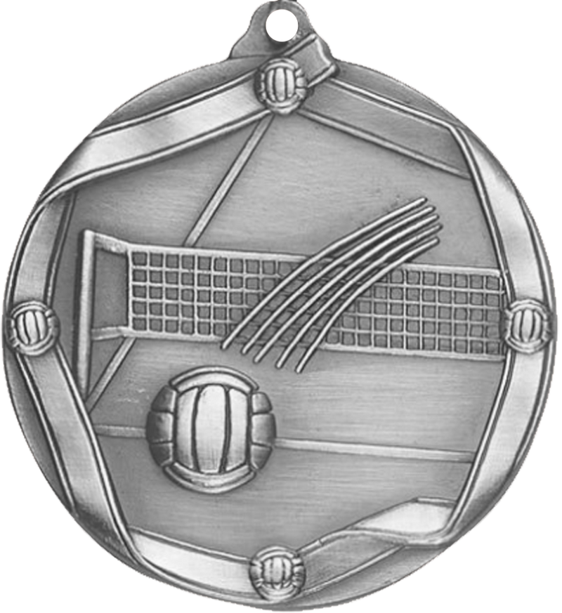 Silver Die Cast Volleyball Medal