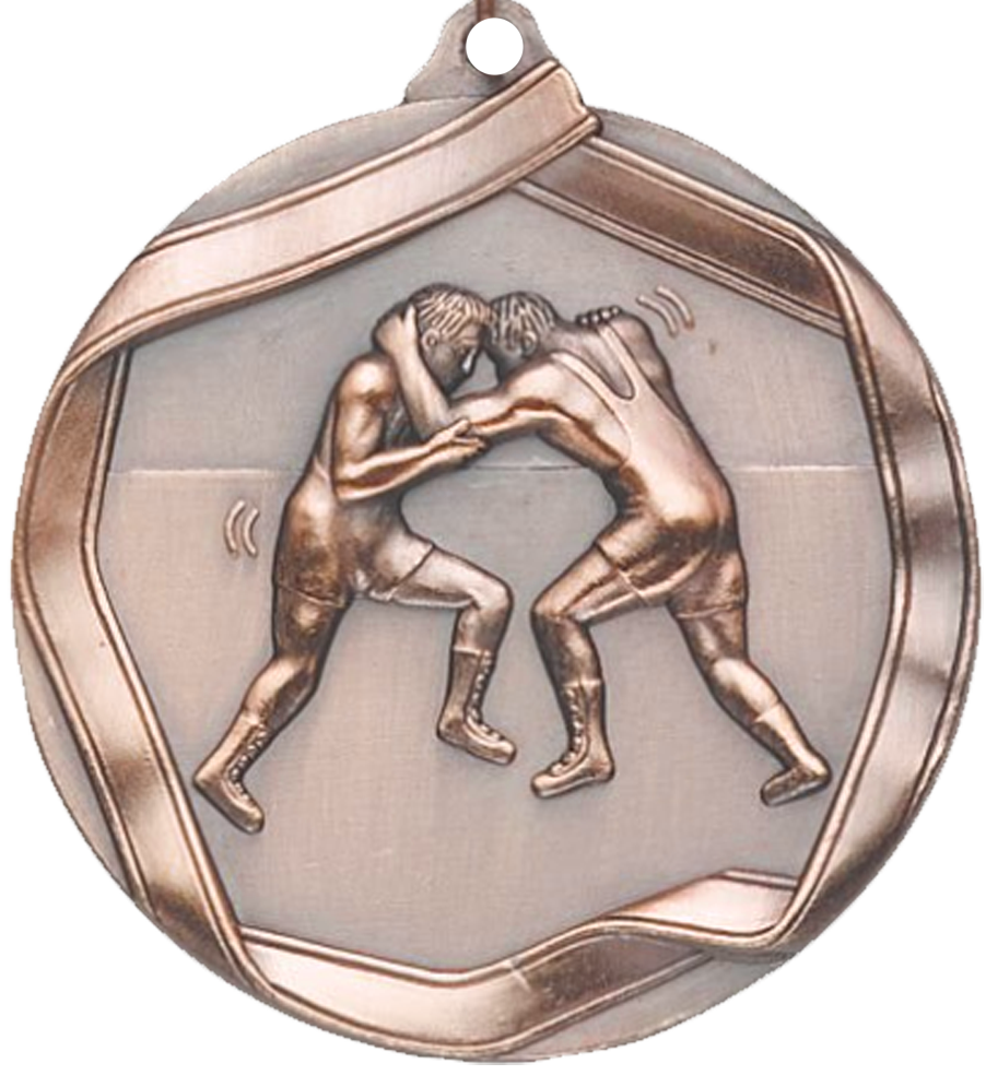 Bronze Die Cast Wrestling Medal