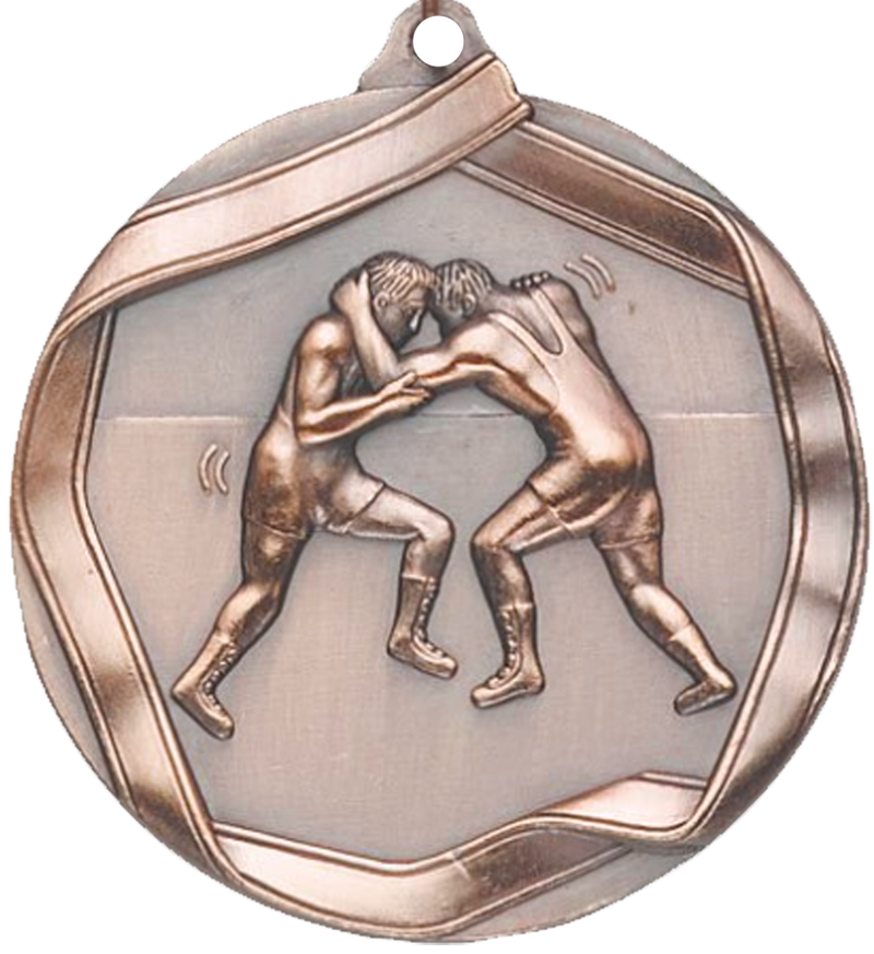Bronze Die Cast Wrestling Medal