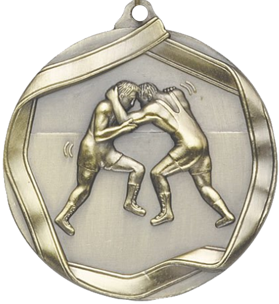 Gold Die Cast Wrestling Medal