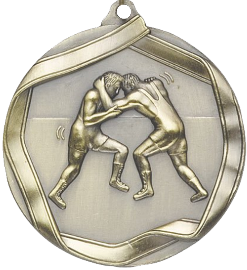 Gold Die Cast Wrestling Medal