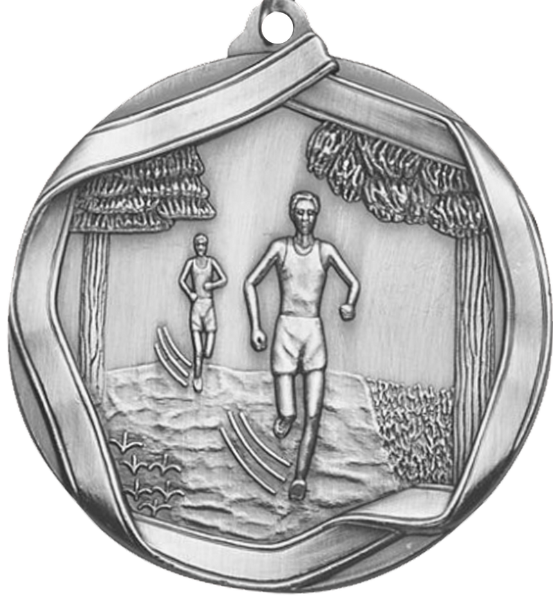 Silver Die Cast Cross Country Medal