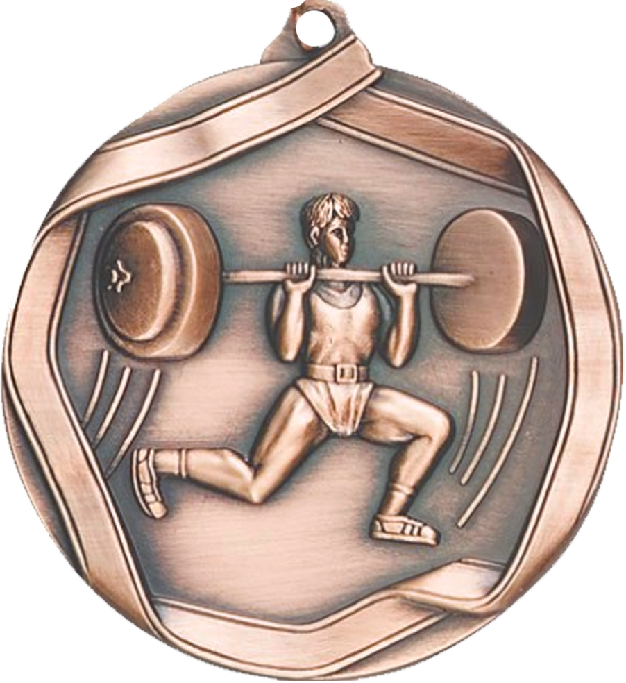 Bronze Die Cast Weightlifting Medal