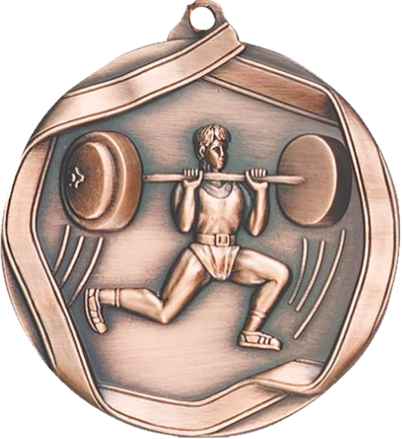 Bronze Die Cast Weightlifting Medal