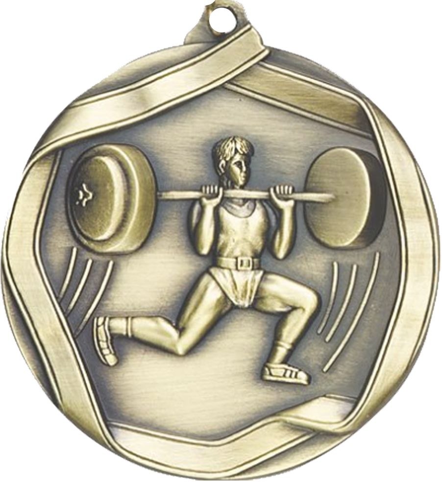 Gold Die Cast Weightlifting Medal