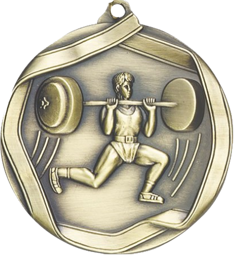 Gold Die Cast Weightlifting Medal