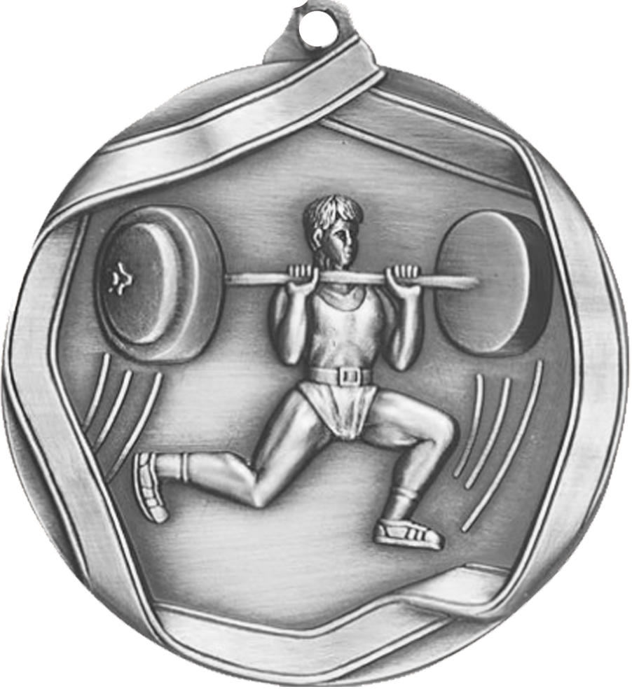 Silver Die Cast Weightlifting Medal