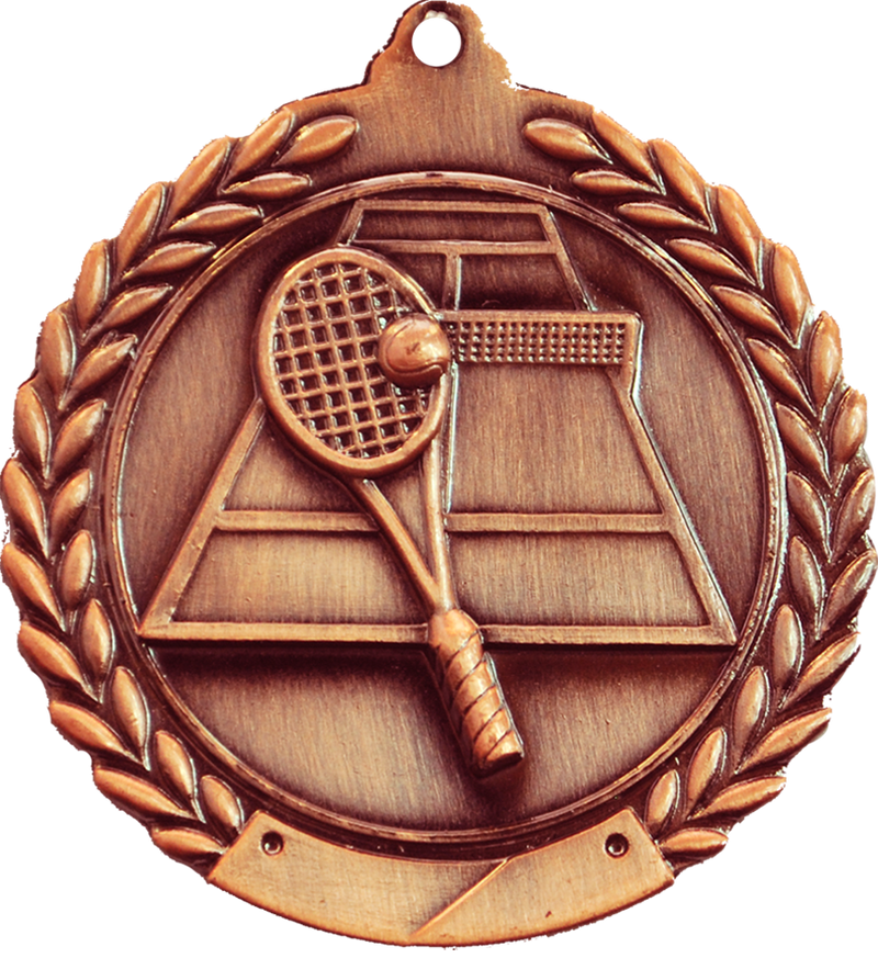 Bronze 2.75" Wreath Tennis Medal