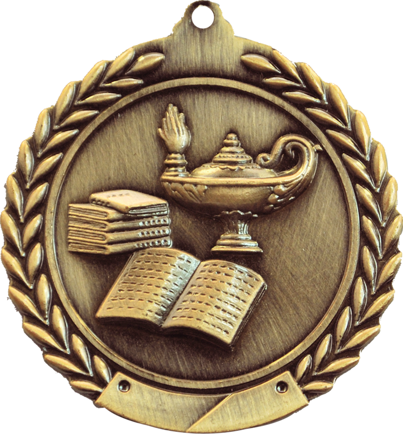 Gold Cheap Wreath Lamp of Knowledge Medal