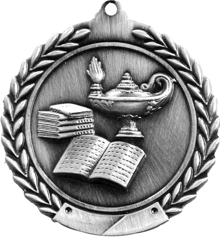 Silver 2.75" Wreath Academic Medal