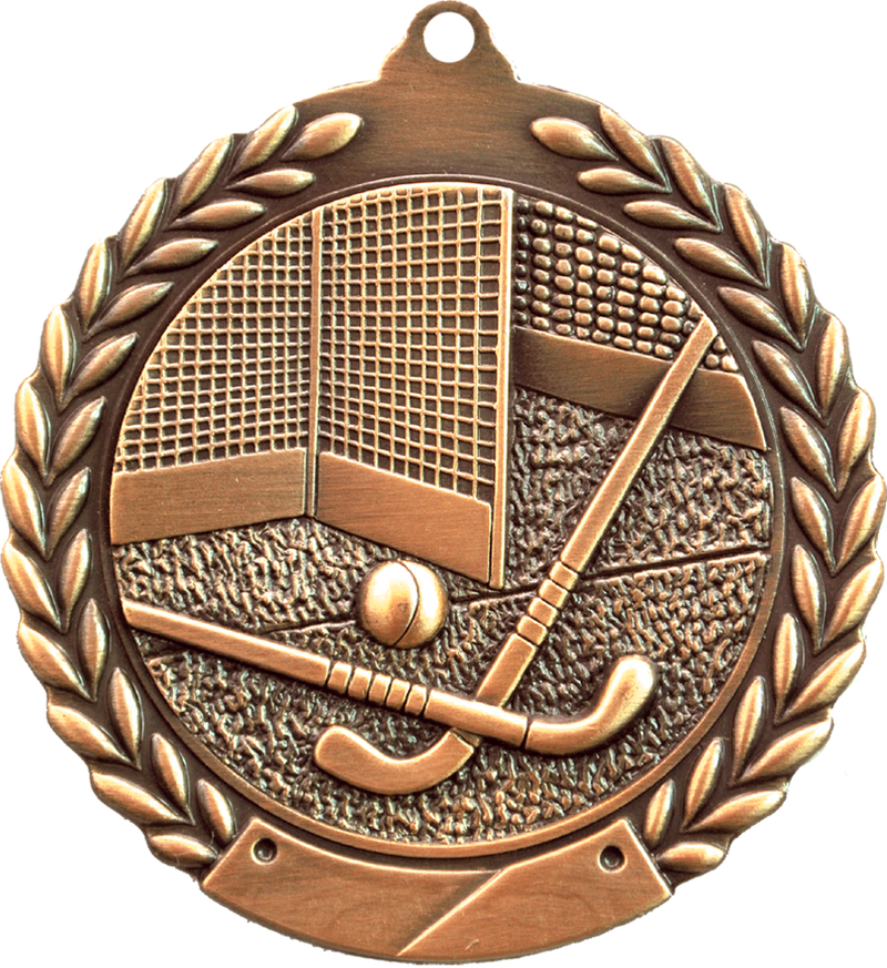 Bronze 2.75" Wreath Field Hockey Medal