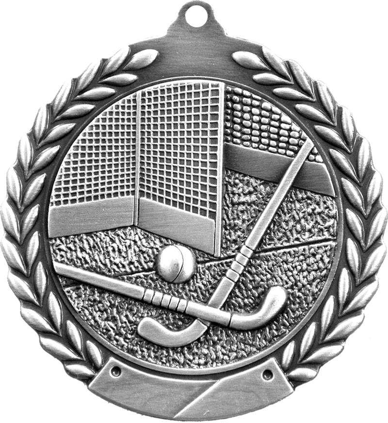 Silver 2.75" Wreath Field Hockey Medal