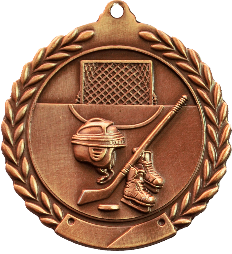 Bronze 2.75" Wreath Hockey Medal