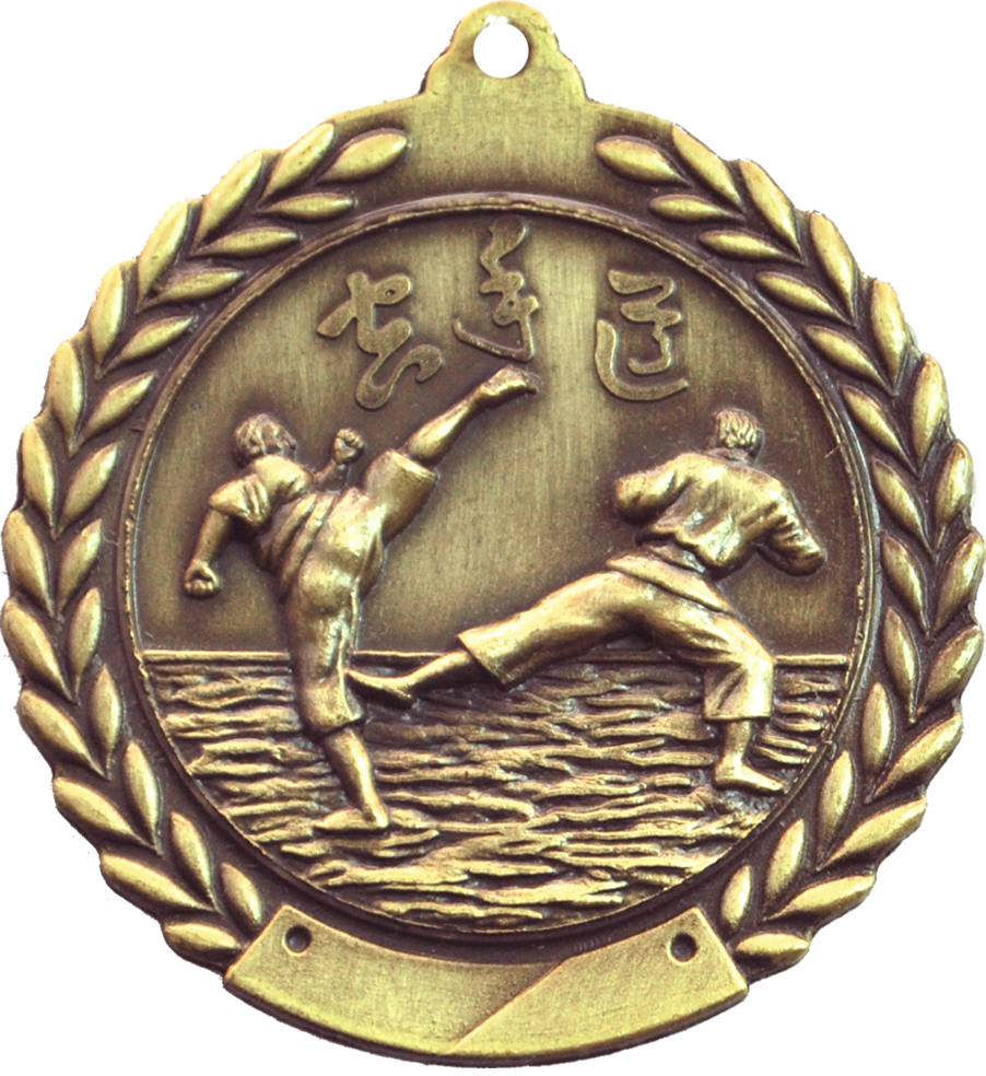 Gold 2.75" Wreath Karate Medal