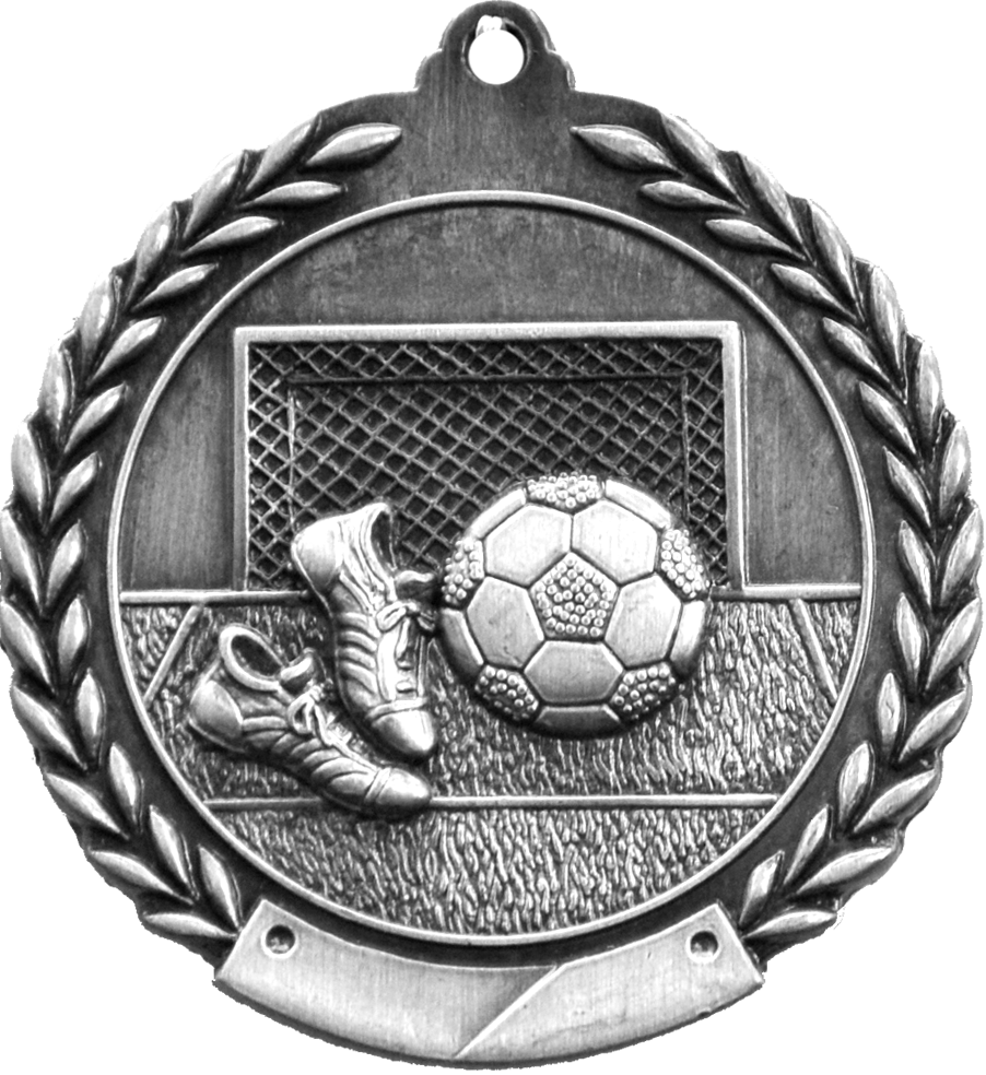 Silver Cheap Wreath Soccer Medal
