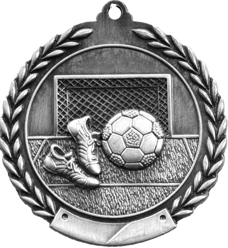 Silver 2.75" Wreath Soccer Medal