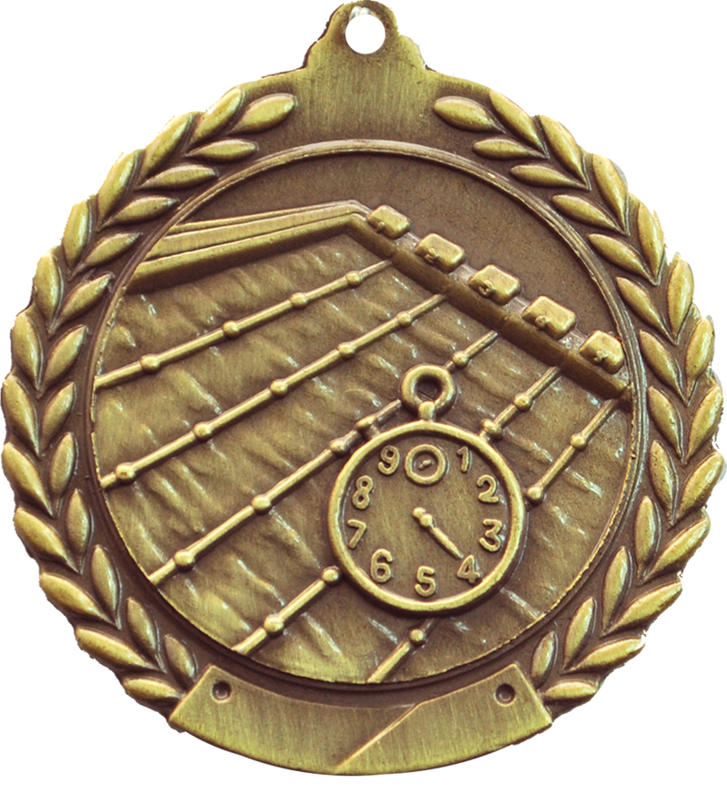 Gold 2.75" Wreath Swimming Medal