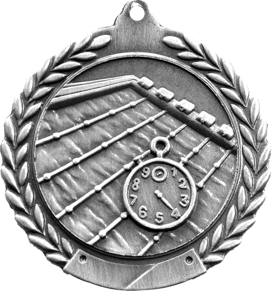 Silver 2.75" Wreath Swimming Medal