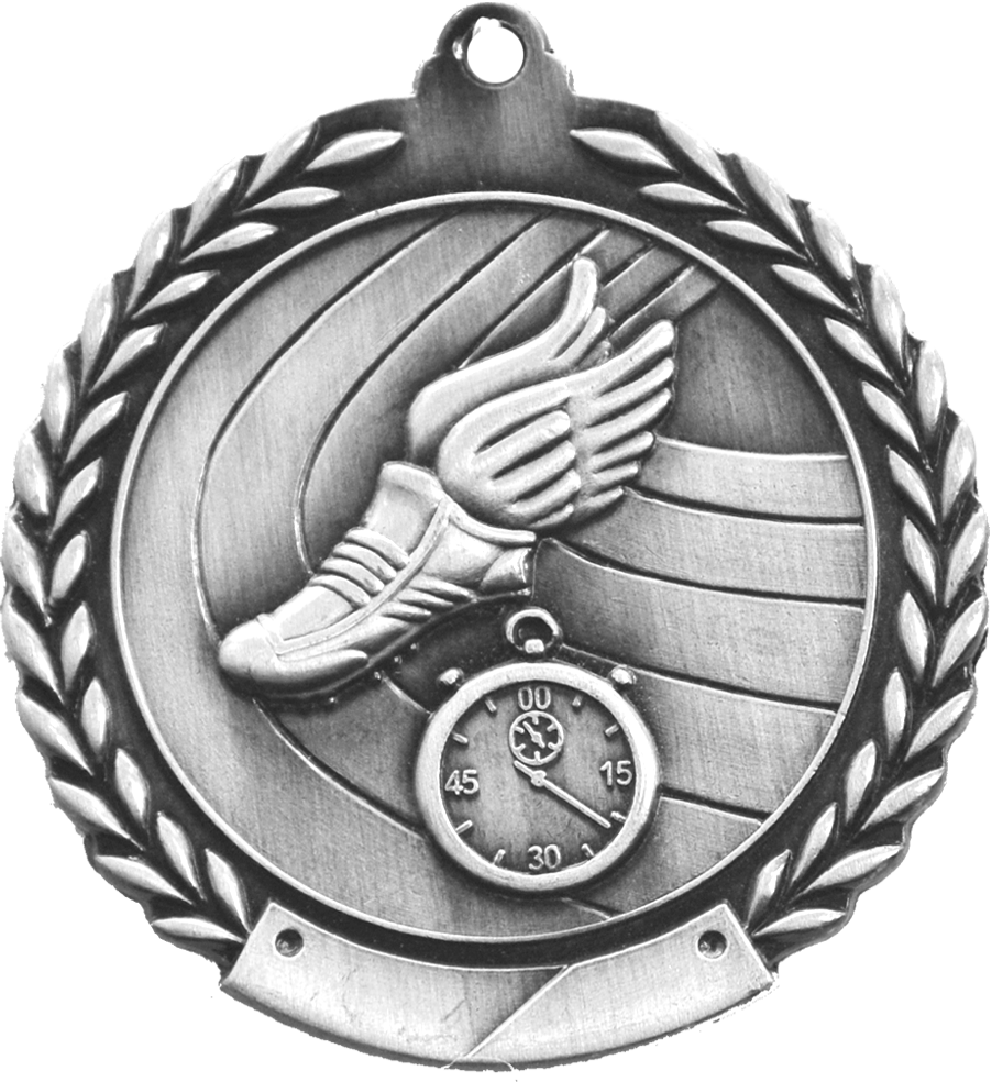 Silver 2.75" Wreath Track Medal