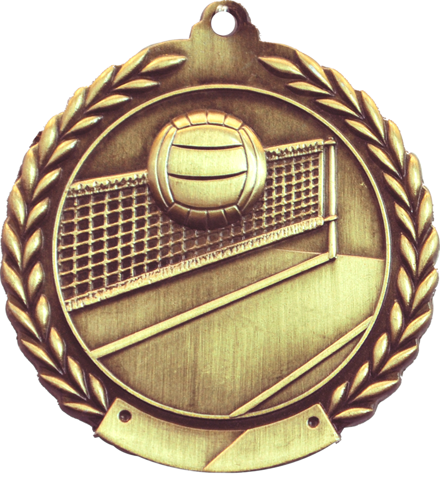 Gold 2.75" Wreath Volleyball Medal