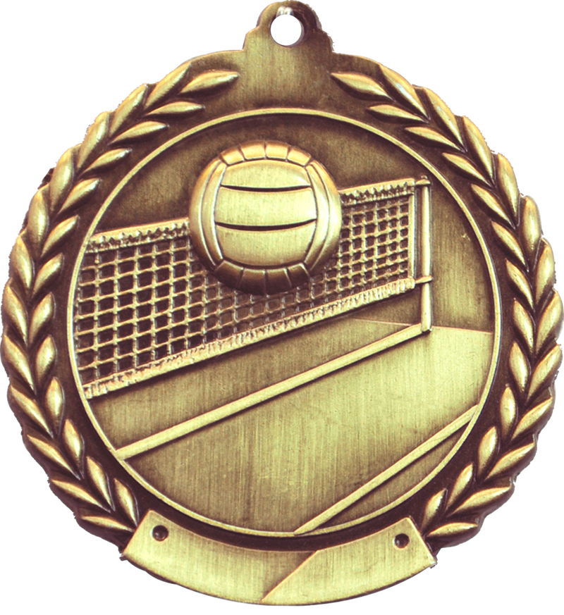 Gold 2.75" Wreath Volleyball Medal